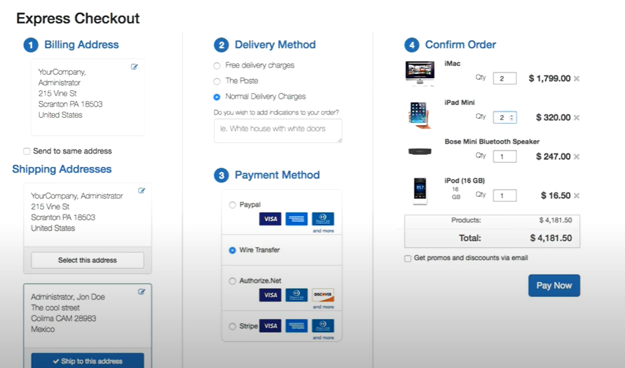 Checkout Checkout - loja Online Odoo 18 - ThinkOpen Solutions