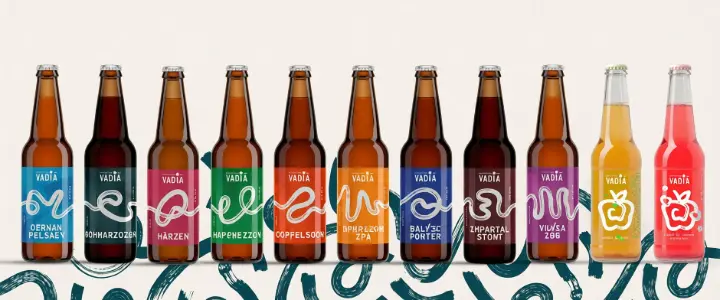 Gama de garrafas de cerveja artesanal Vadia, produzidas com o apoio do Odoo
